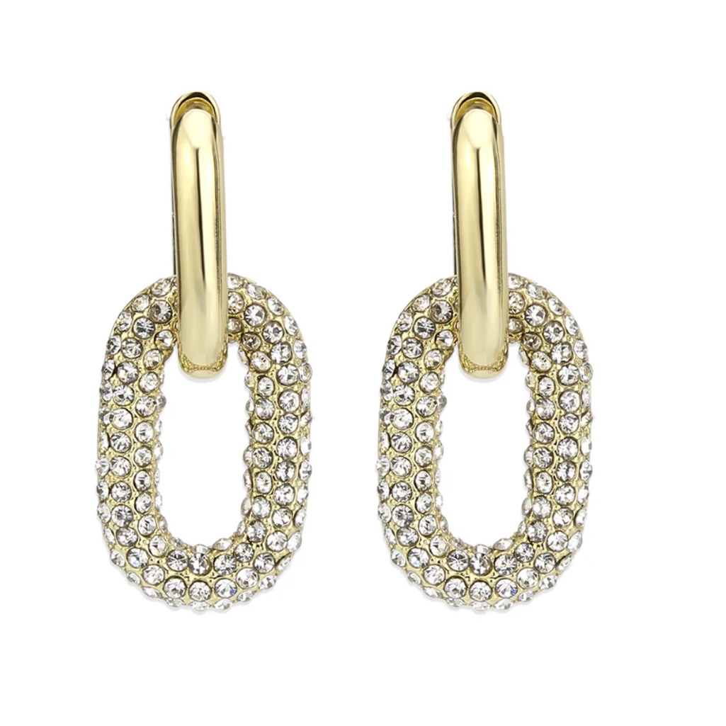 Covet Color Wheel Pave Link Drop Earrings